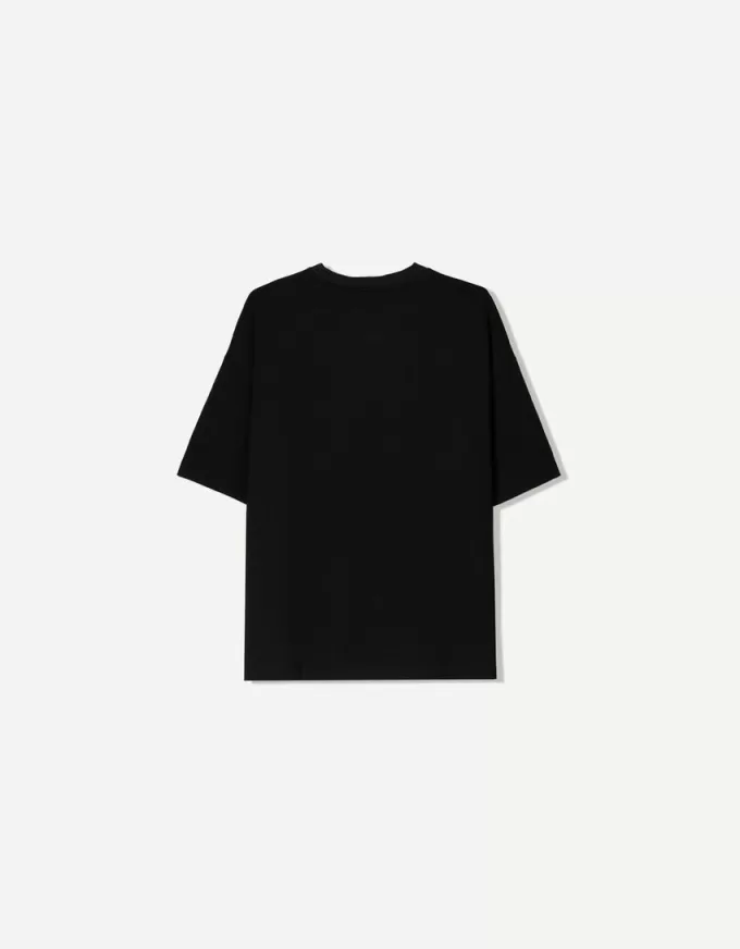 T-shirt stampata a maniche corte con scollo a V