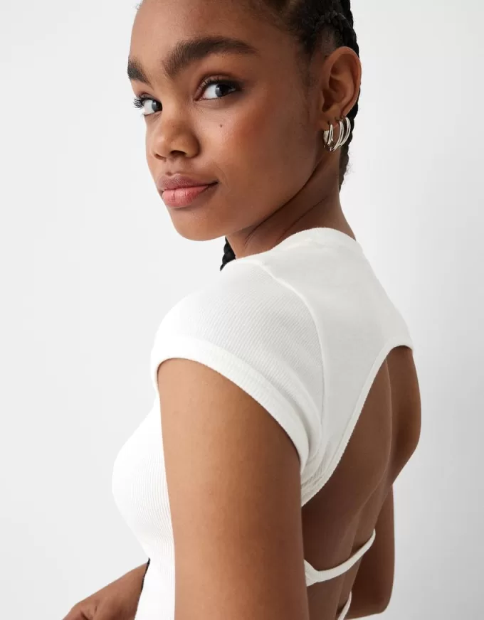 T-shirt stampata a maniche corte con spalline posteriori