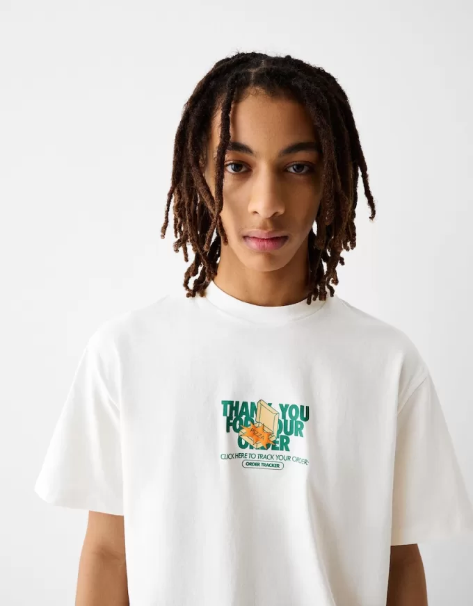 T-shirt stampata a maniche corte dal taglio squadrato