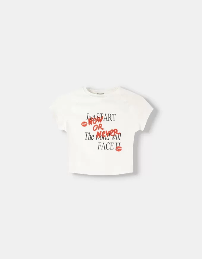 T-shirt stampata con maniche corte raglan