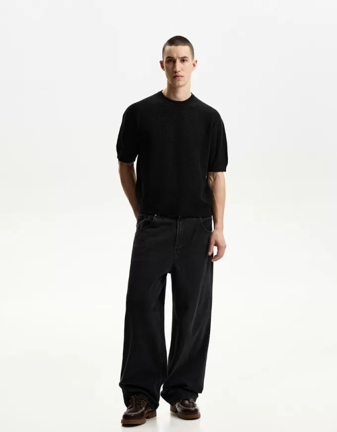 T-shirt testurizzata a maniche corte