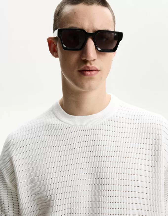 T-shirt testurizzata a maniche corte