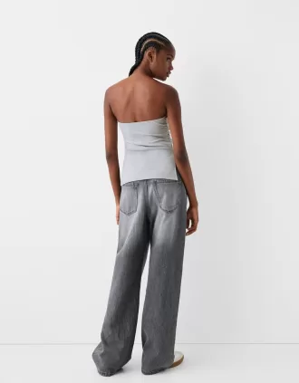 Top a fascia Ponte di Roma in maglia con dettaglio arricciato