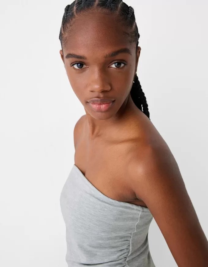 Top a fascia Ponte di Roma in maglia con dettaglio arricciato