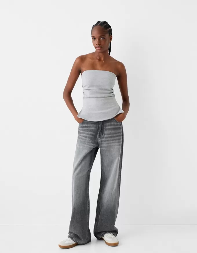 Top a fascia Ponte di Roma in maglia con dettaglio arricciato