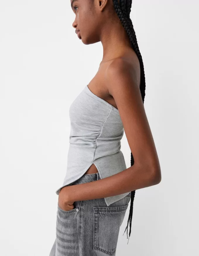 Top a fascia Ponte di Roma in maglia con dettaglio arricciato