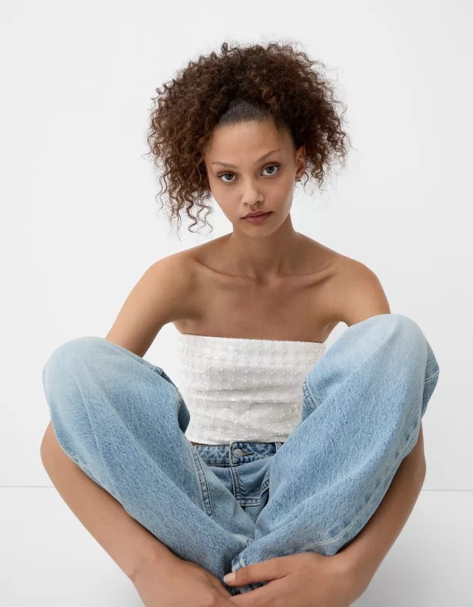 Top a fascia con strass