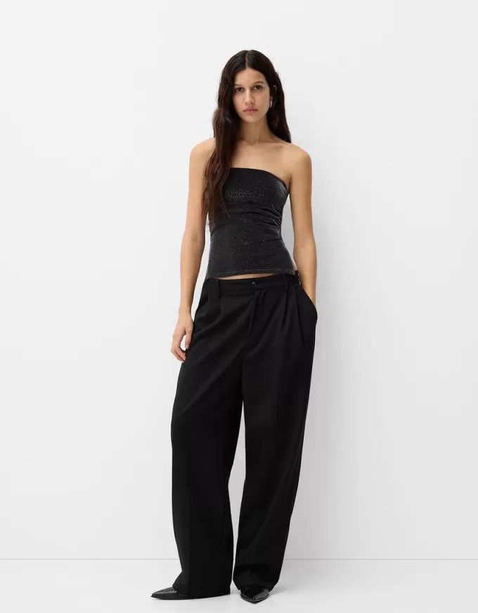 Top a fascia in filo metallico con spacchetti laterali