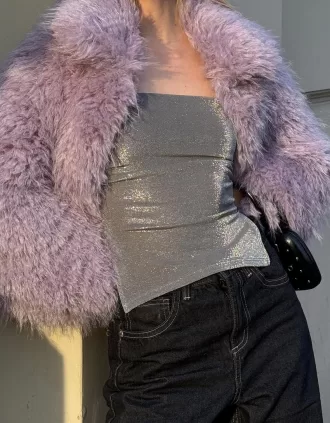 Top a fascia in filo metallico con spacchetti laterali