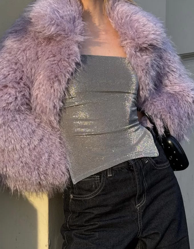 Top a fascia in filo metallico con spacchetti laterali