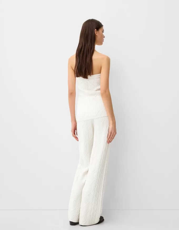 Top a fascia in maglia a trecce