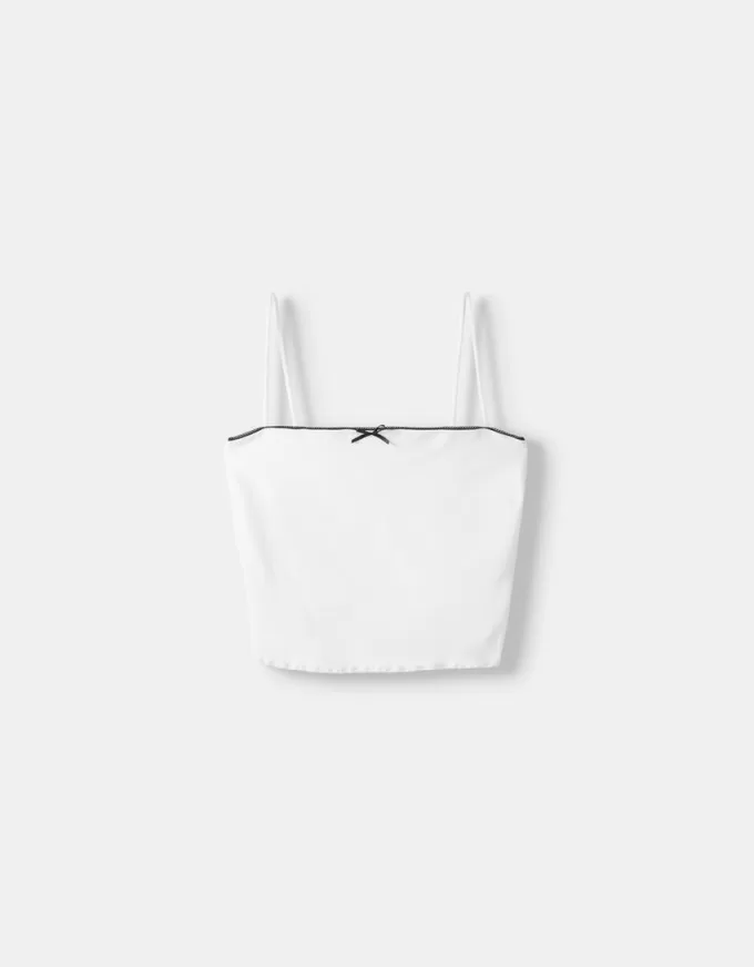 Top con spalline con stampa animalier e dettaglio fiocco