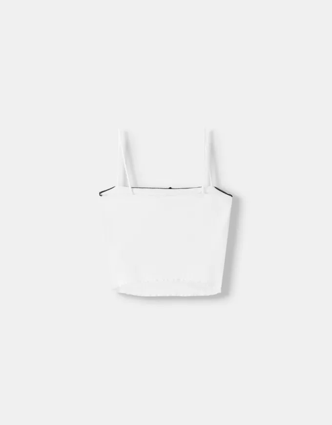 Top con spalline con stampa animalier e dettaglio fiocco