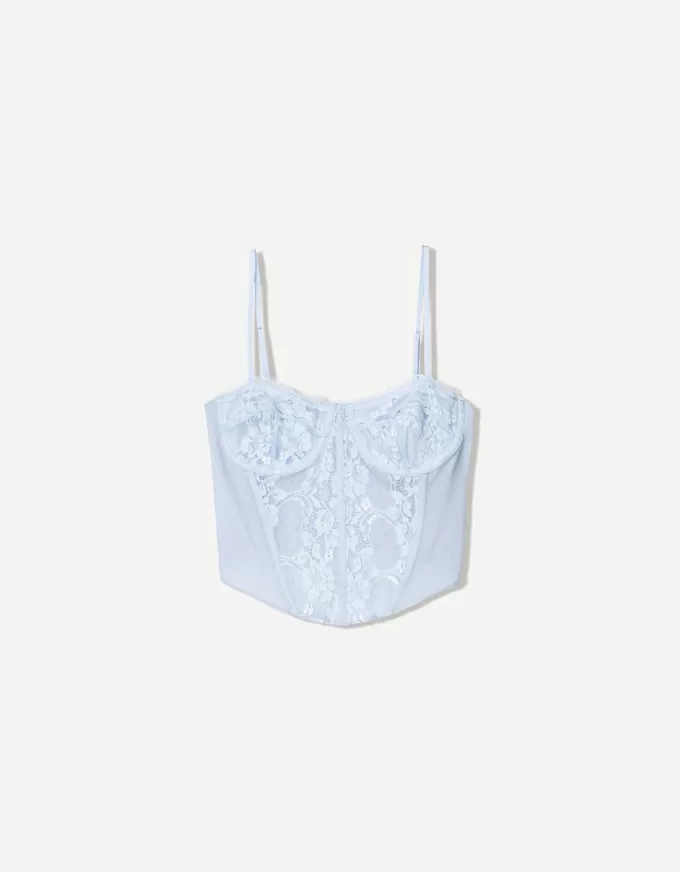 Top corsetto in pizzo SERIE BERSHKA