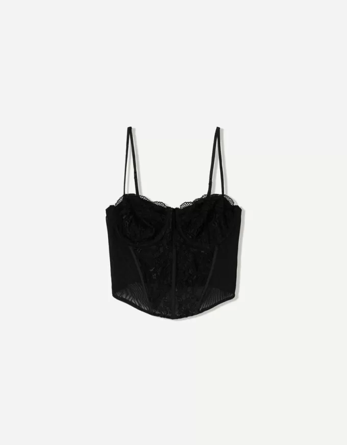 Top corsetto in pizzo SERIE BERSHKA