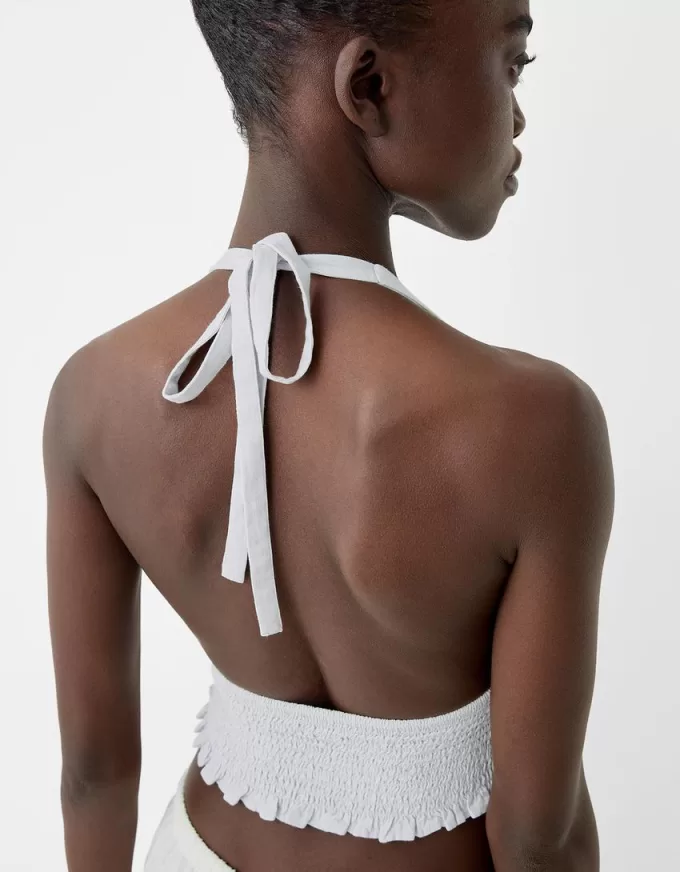 Top corto in misto lino