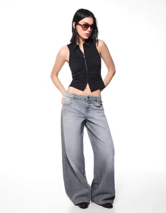 Top in popeline con cerniera