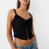 Top in tulle con spalline