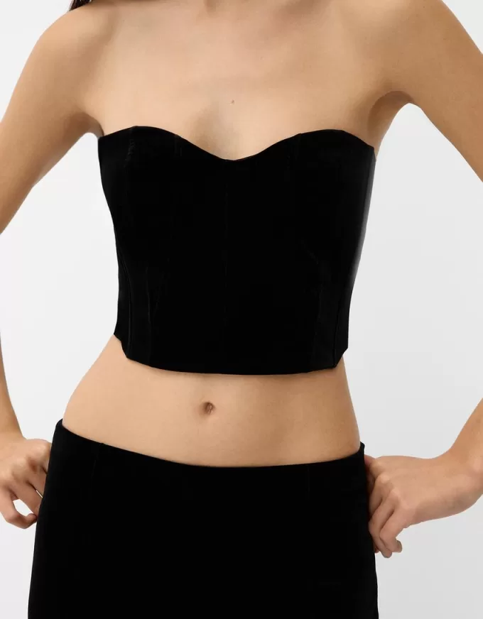Top in velluto ispirato alla corsetteria