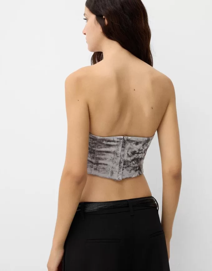 Top in velluto ispirato alla corsetteria