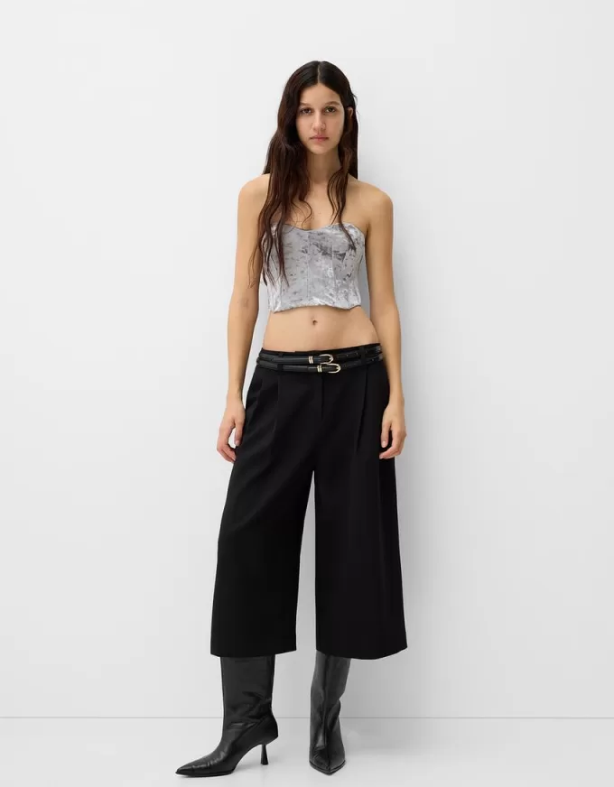 Top in velluto ispirato alla corsetteria