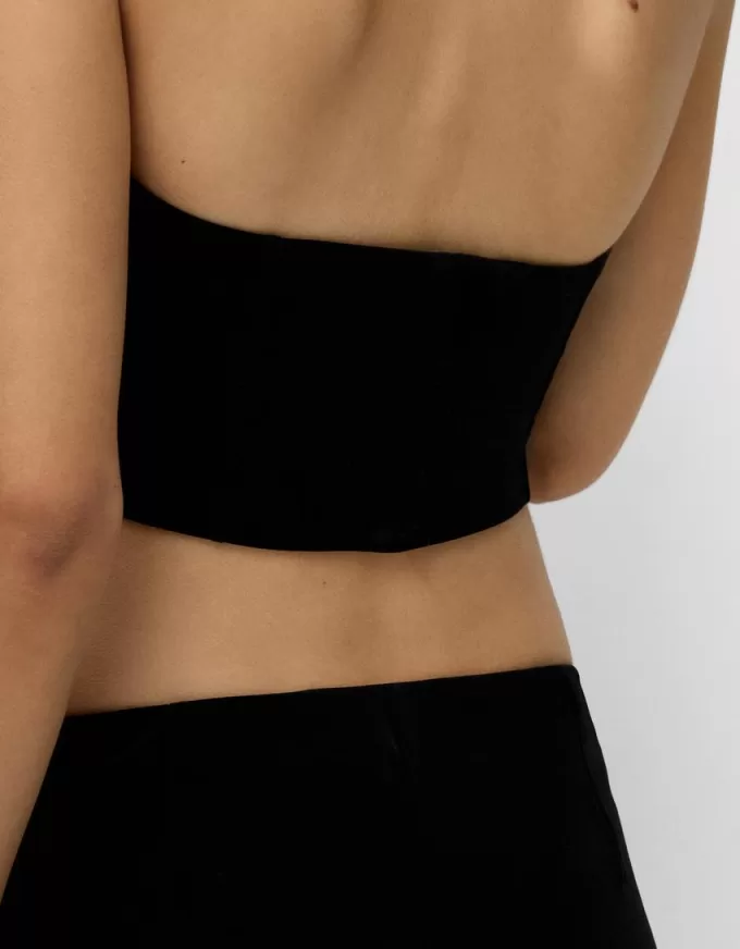 Top in velluto ispirato alla corsetteria