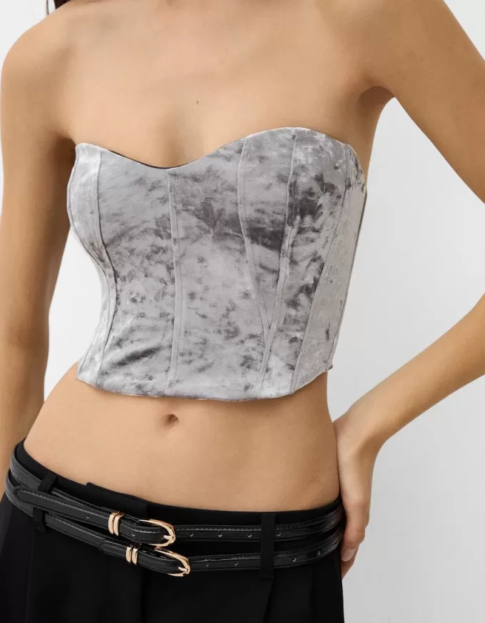 Top in velluto ispirato alla corsetteria