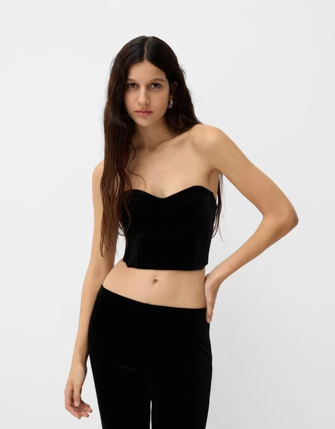 Top in velluto ispirato alla corsetteria