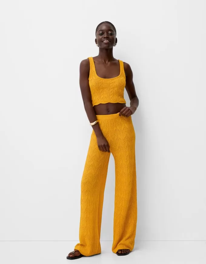 Top rustico con spalline in maglia aperta