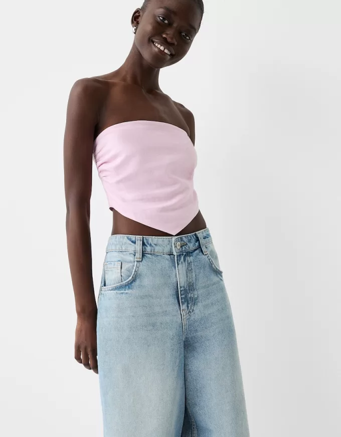 Top sciarpa in misto lino