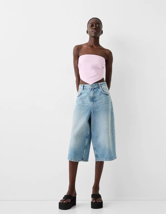 Top sciarpa in misto lino