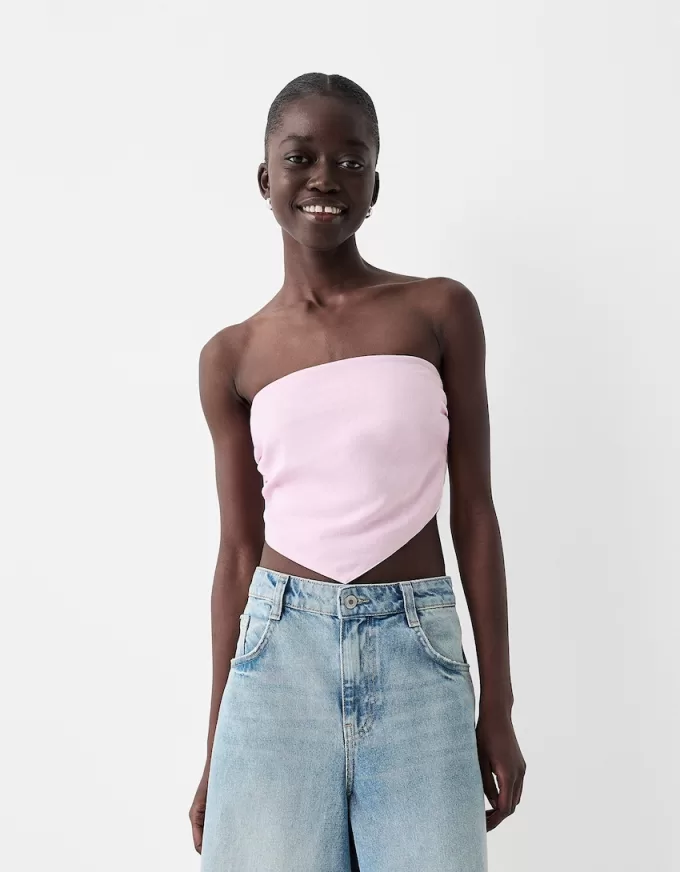 Top sciarpa in misto lino