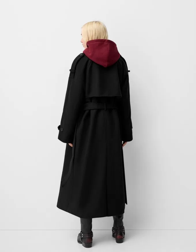 Trench oversize con trama in feltro