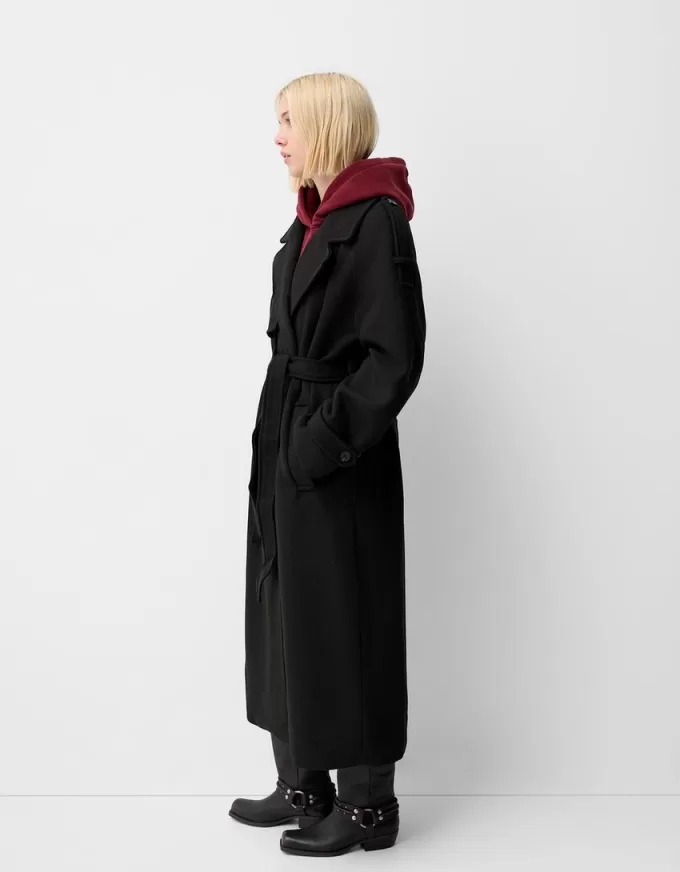 Trench oversize con trama in feltro