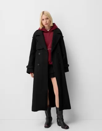Trench oversize con trama in feltro