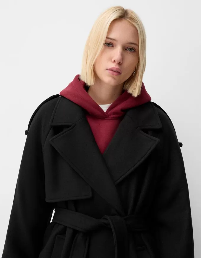 Trench oversize con trama in feltro