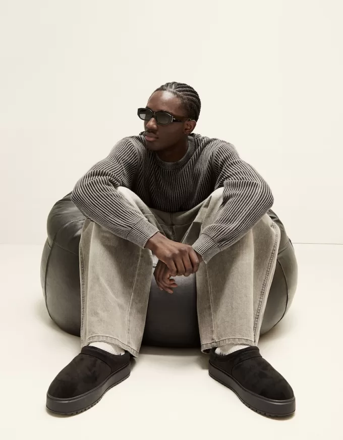 Zoccoli con plateau e fodera in pelliccia sintetica